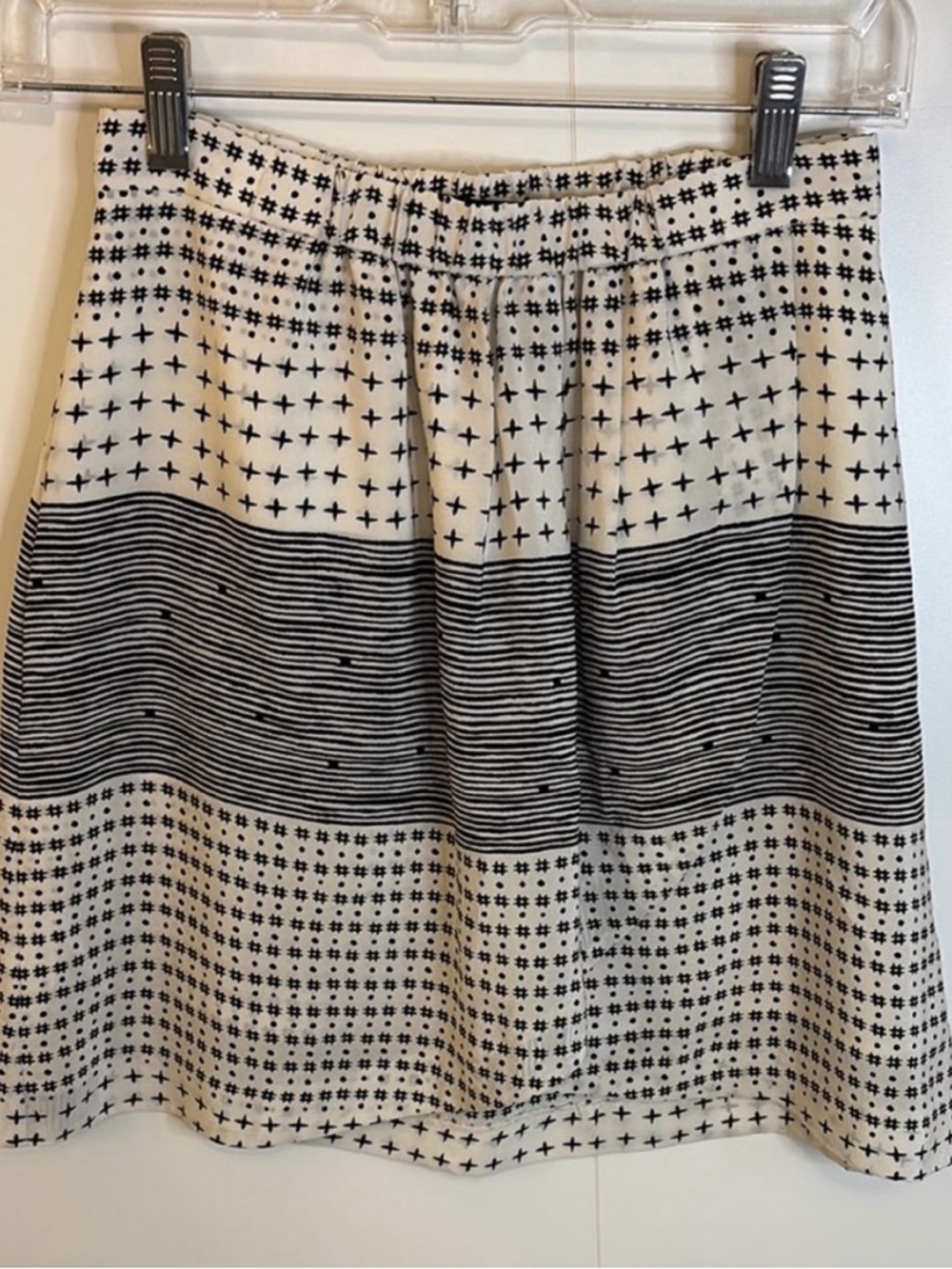 Madewell Black and White Printed Skater Skirt